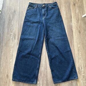 G. Label By Goop Denim Dark Wash High Rise Wide Leg Jeans Size 28